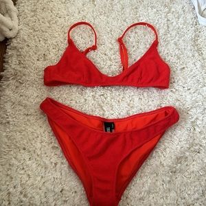 Red triangl bikini top XXS bottom XS